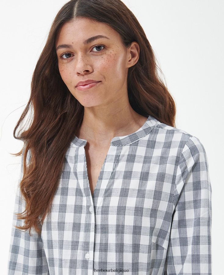 vêtements Barbour robe mi-longue Seamills carreaux bleu marine femmes T2L6ZP1812