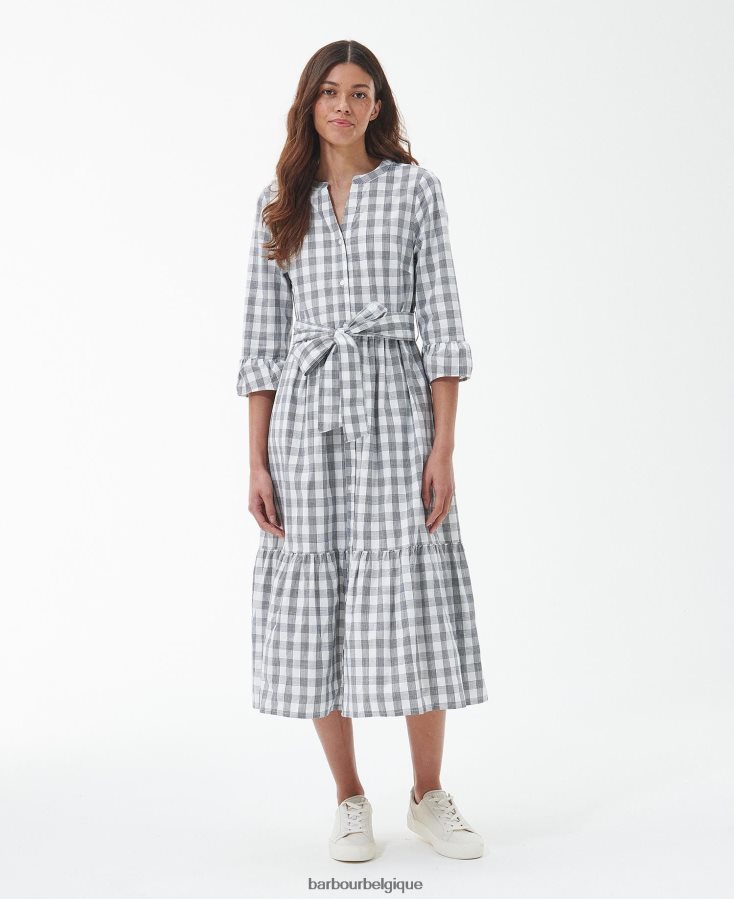 vêtements Barbour robe mi-longue Seamills carreaux bleu marine femmes T2L6ZP1812