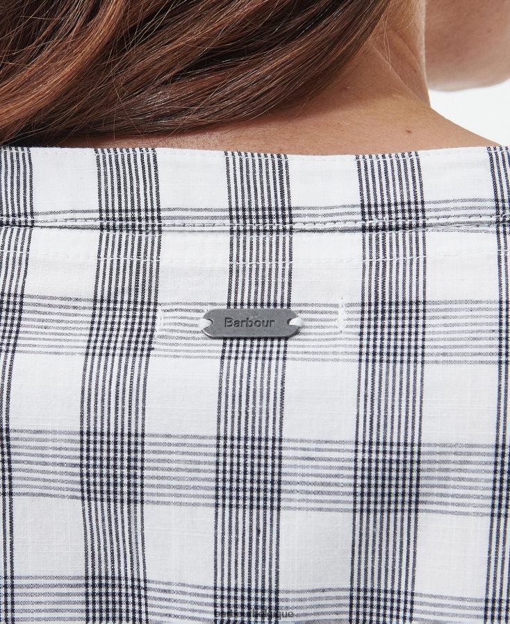 vêtements Barbour robe mi-longue Seamills carreaux bleu marine femmes T2L6ZP1812