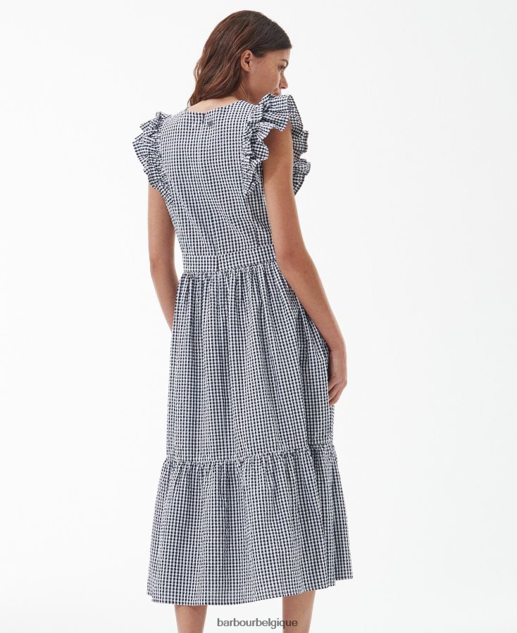 vêtements Barbour robe mi-longue chardon carreaux bleu marine femmes T2L6ZP1829