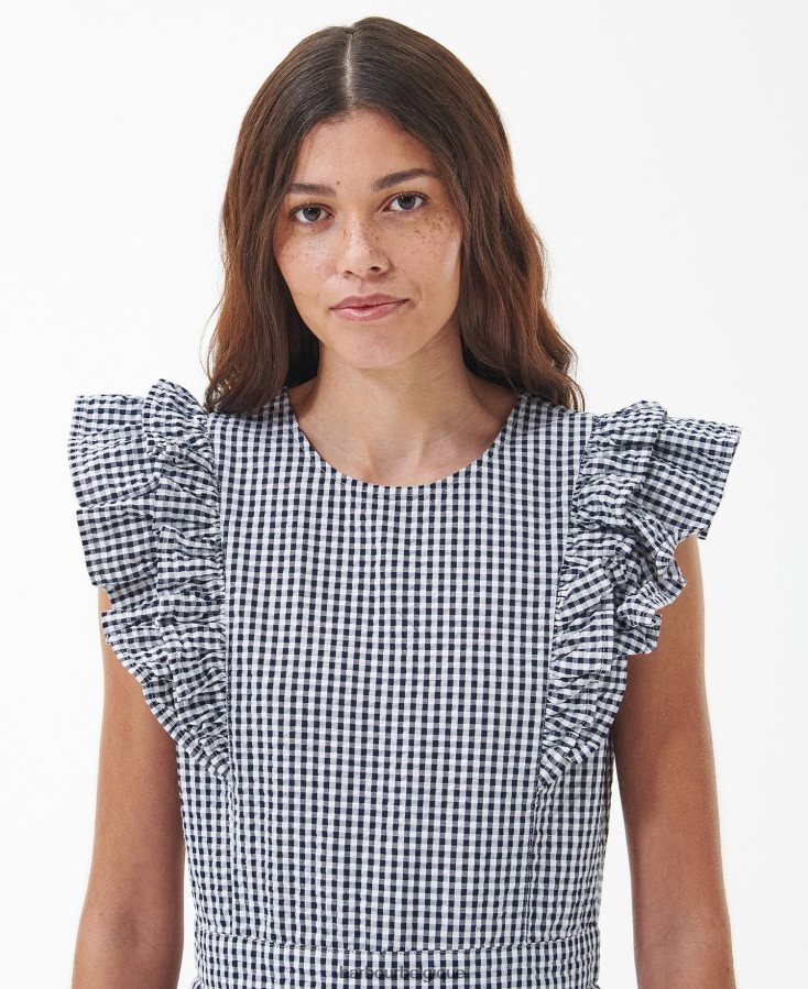 vêtements Barbour robe mi-longue chardon carreaux bleu marine femmes T2L6ZP1829