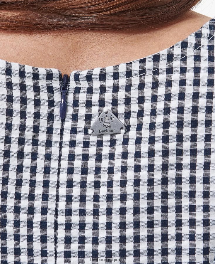 vêtements Barbour robe mi-longue chardon carreaux bleu marine femmes T2L6ZP1829