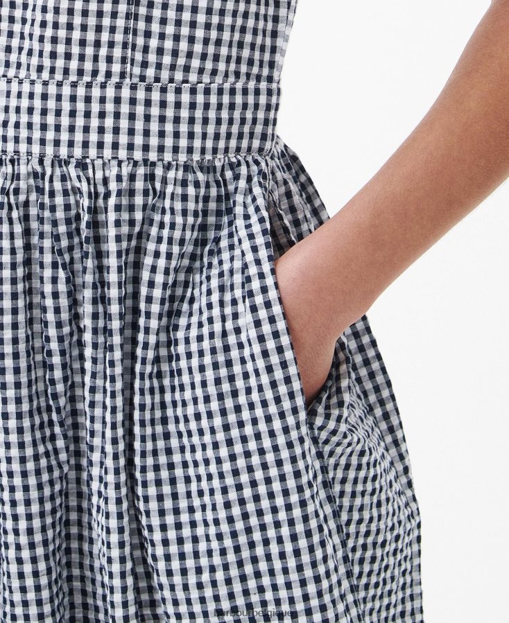 vêtements Barbour robe mi-longue chardon carreaux bleu marine femmes T2L6ZP1829