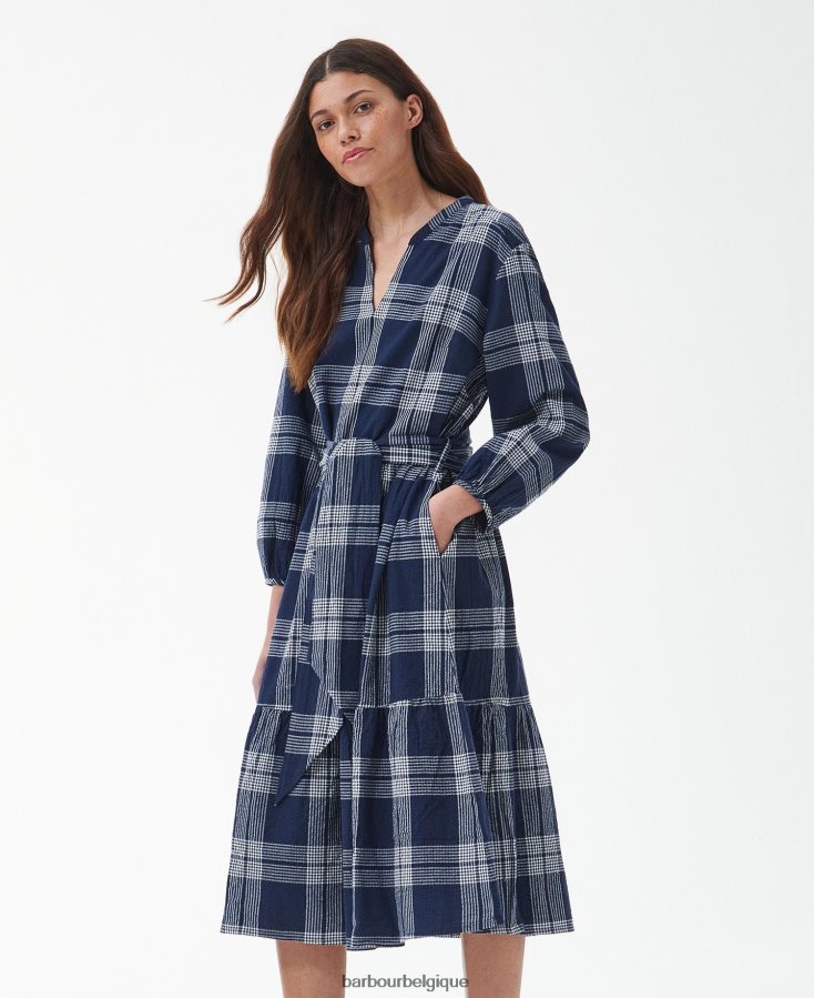 vêtements Barbour robe renfew chèque indigo femmes T2L6ZP1849