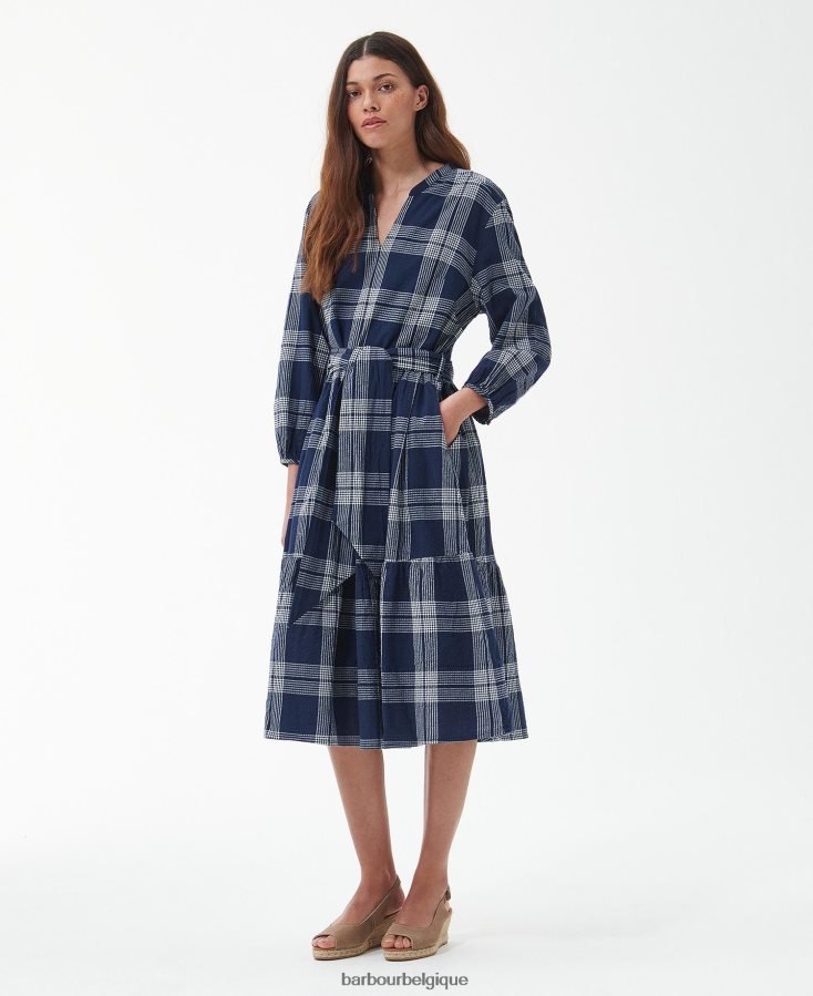 vêtements Barbour robe renfew chèque indigo femmes T2L6ZP1849