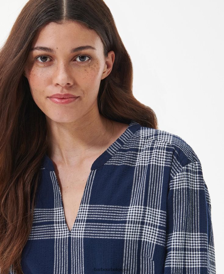 vêtements Barbour robe renfew chèque indigo femmes T2L6ZP1849