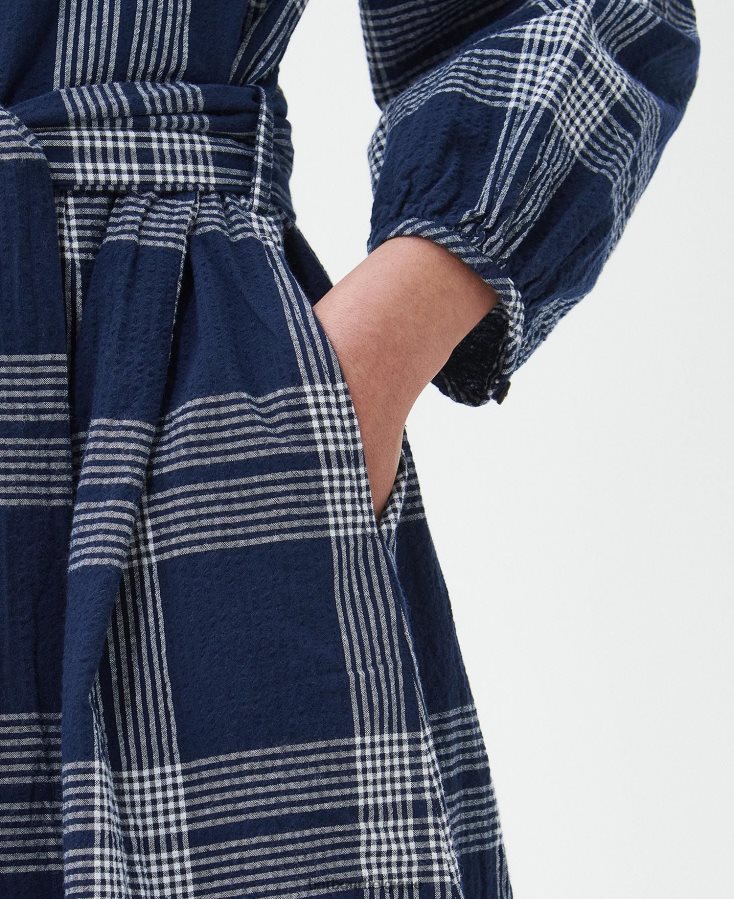 vêtements Barbour robe renfew chèque indigo femmes T2L6ZP1849