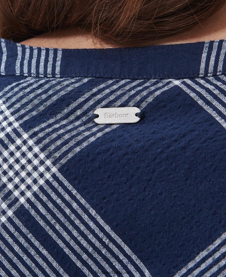 vêtements Barbour robe renfew chèque indigo femmes T2L6ZP1849