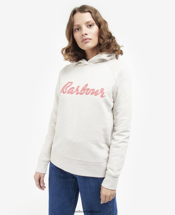 vêtements Barbour sweat à capuche otterburn avoine chiné/pink rose femmes T2L6ZP2024