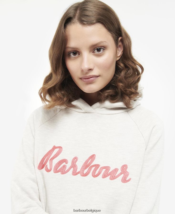 vêtements Barbour sweat à capuche otterburn avoine chiné/pink rose femmes T2L6ZP2024