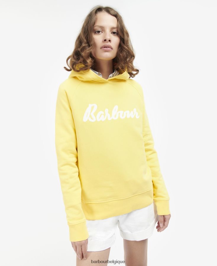 vêtements Barbour sweat à capuche otterburn lever du soleil jaune femmes T2L6ZP2014