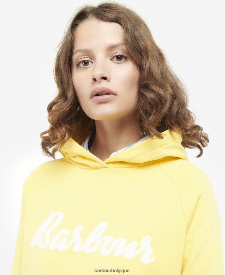 vêtements Barbour sweat à capuche otterburn lever du soleil jaune femmes T2L6ZP2014
