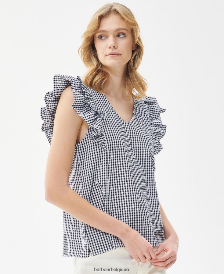 vêtements Barbour dessus de chardon carreaux bleu marine femmes T2L6ZP1628