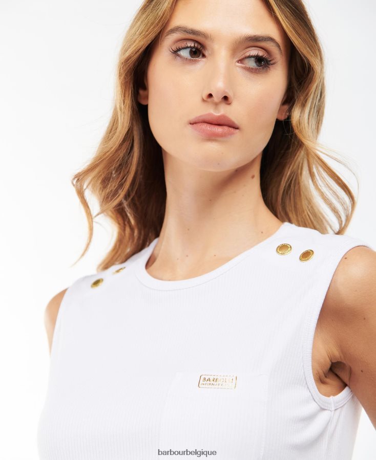 vêtements Barbour haut artega blanc femmes T2L6ZP1682