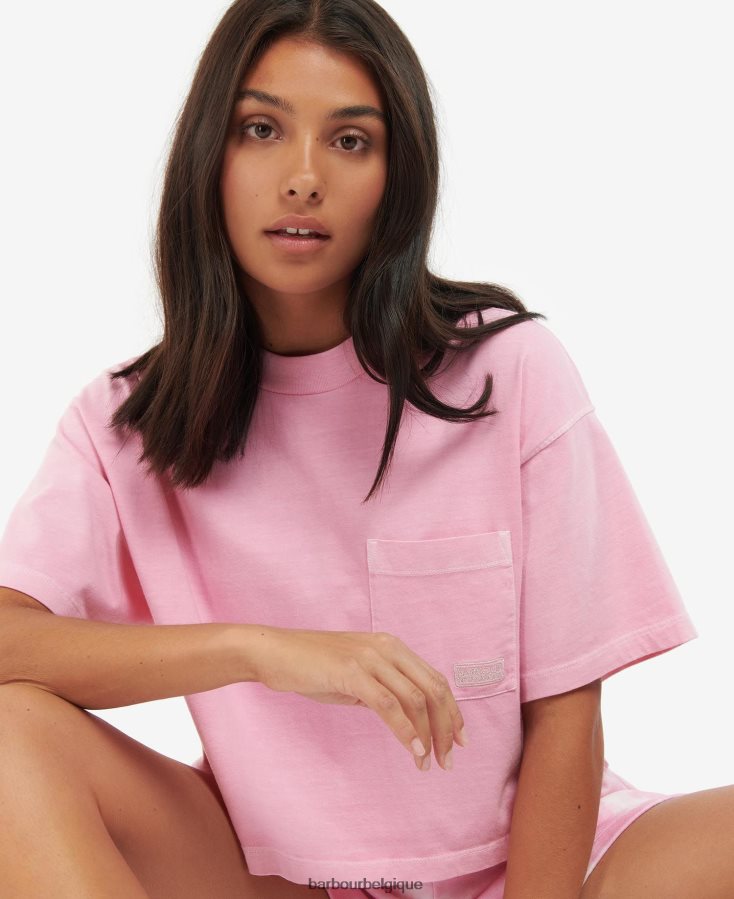 vêtements Barbour haut de galica béguin rose femmes T2L6ZP1730