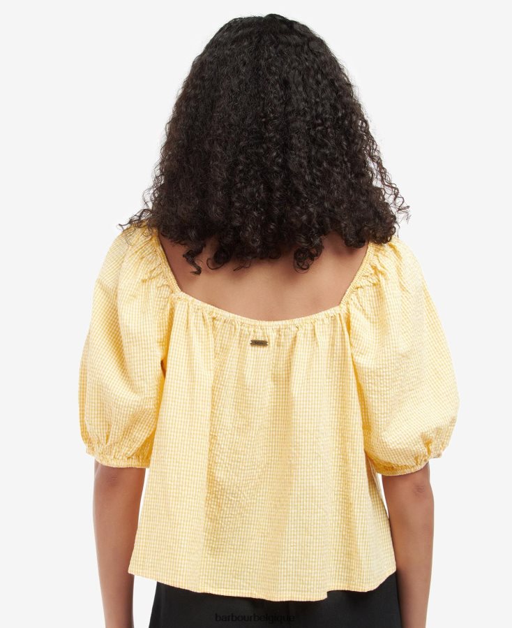 vêtements Barbour haut de l\'abbaye lever du soleil jaune femmes T2L6ZP1593