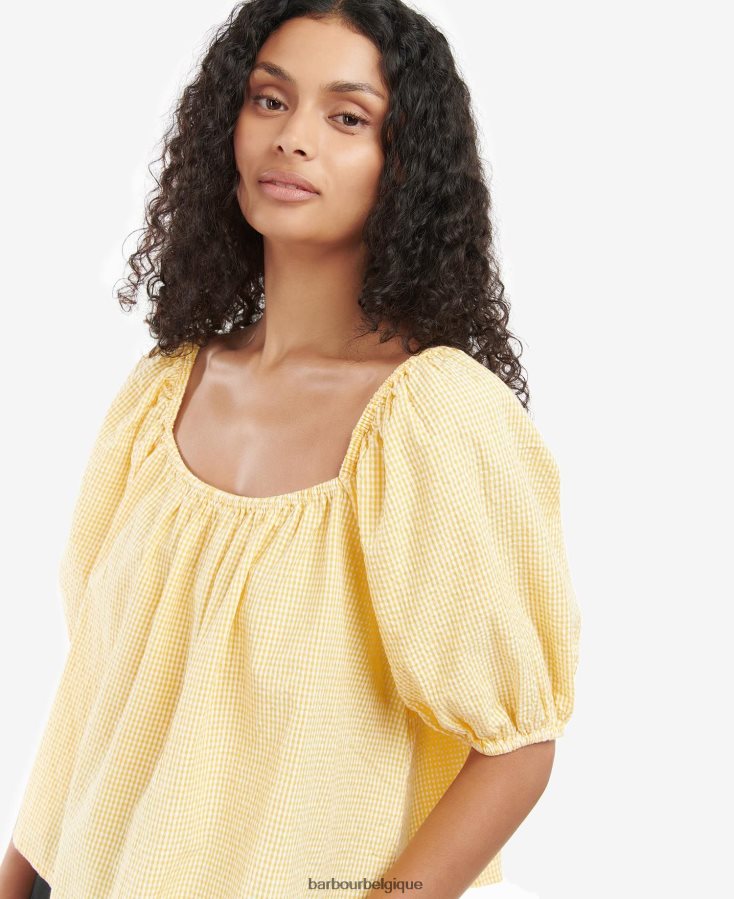 vêtements Barbour haut de l\'abbaye lever du soleil jaune femmes T2L6ZP1593