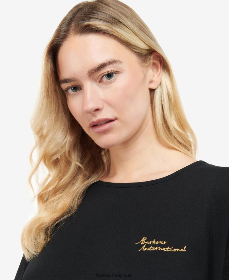 vêtements Barbour haut de l\'autodrome noir classique femmes T2L6ZP1731