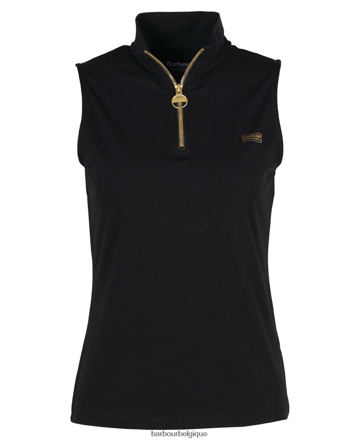 vêtements Barbour haut à demi-zip kasuki noir classique femmes T2L6ZP1672