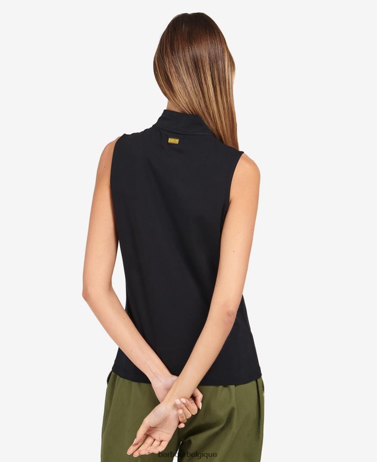 vêtements Barbour haut à demi-zip kasuki noir classique femmes T2L6ZP1672