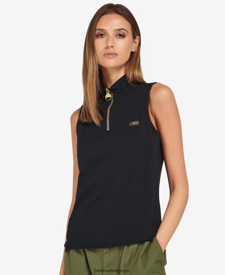 vêtements Barbour haut à demi-zip kasuki noir classique femmes T2L6ZP1672