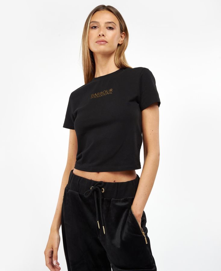 vêtements Barbour t-shirt Claremont noir classique femmes T2L6ZP1760