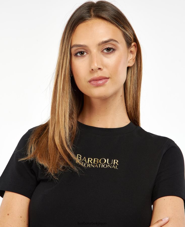 vêtements Barbour t-shirt Claremont noir classique femmes T2L6ZP1760
