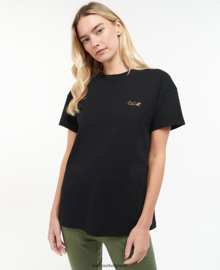 vêtements Barbour t-shirt alonso noir classique femmes T2L6ZP1715