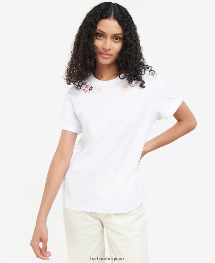 vêtements Barbour t-shirt apia blanc classique femmes T2L6ZP1683