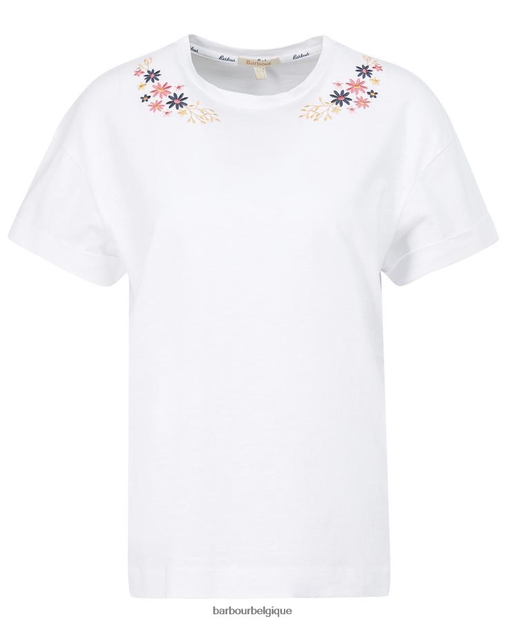 vêtements Barbour t-shirt apia blanc classique femmes T2L6ZP1683