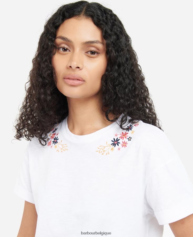 vêtements Barbour t-shirt apia blanc classique femmes T2L6ZP1683