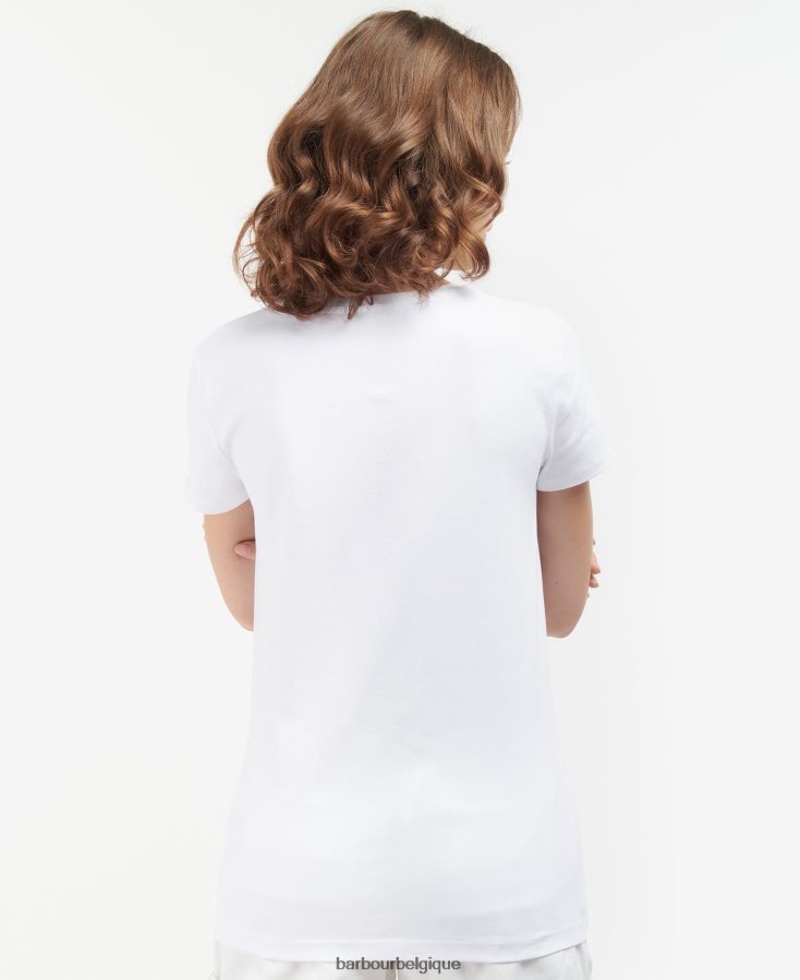 vêtements Barbour t-shirt bowland blanc classique femmes T2L6ZP1674