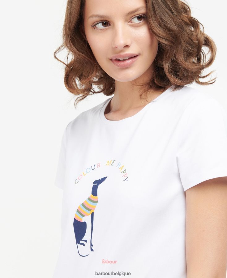 vêtements Barbour t-shirt bowland blanc classique femmes T2L6ZP1674