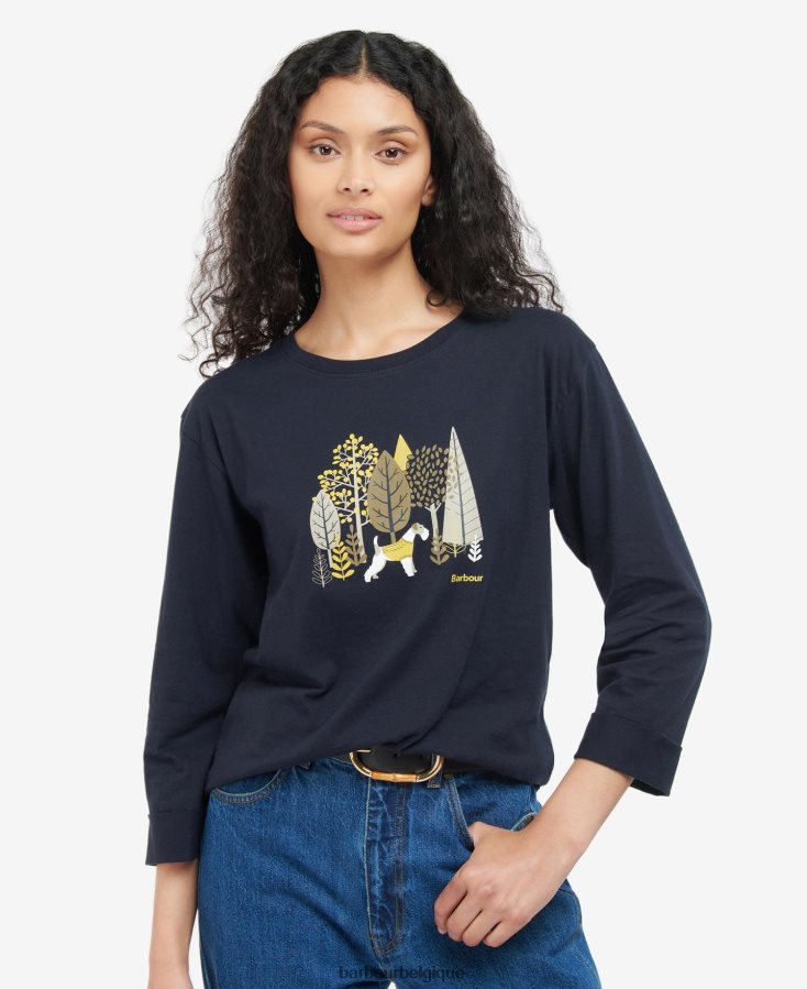 vêtements Barbour t-shirt brûlé marine femmes T2L6ZP1709