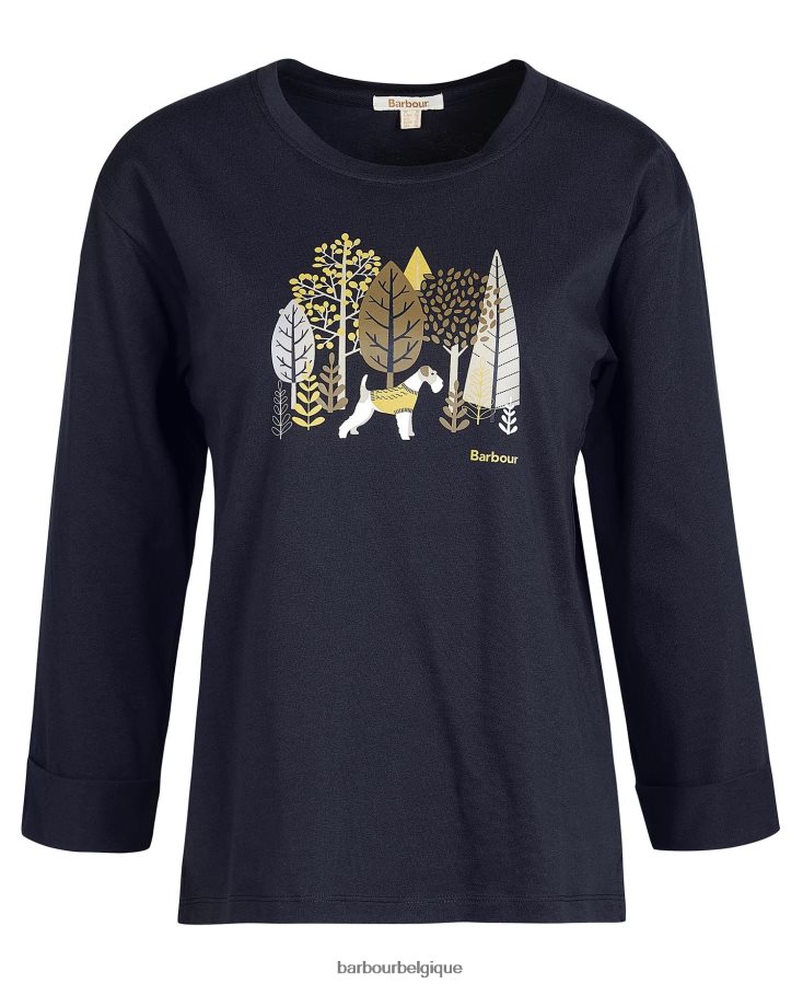 vêtements Barbour t-shirt brûlé marine femmes T2L6ZP1709