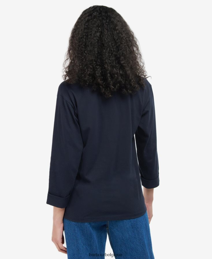 vêtements Barbour t-shirt brûlé marine femmes T2L6ZP1709