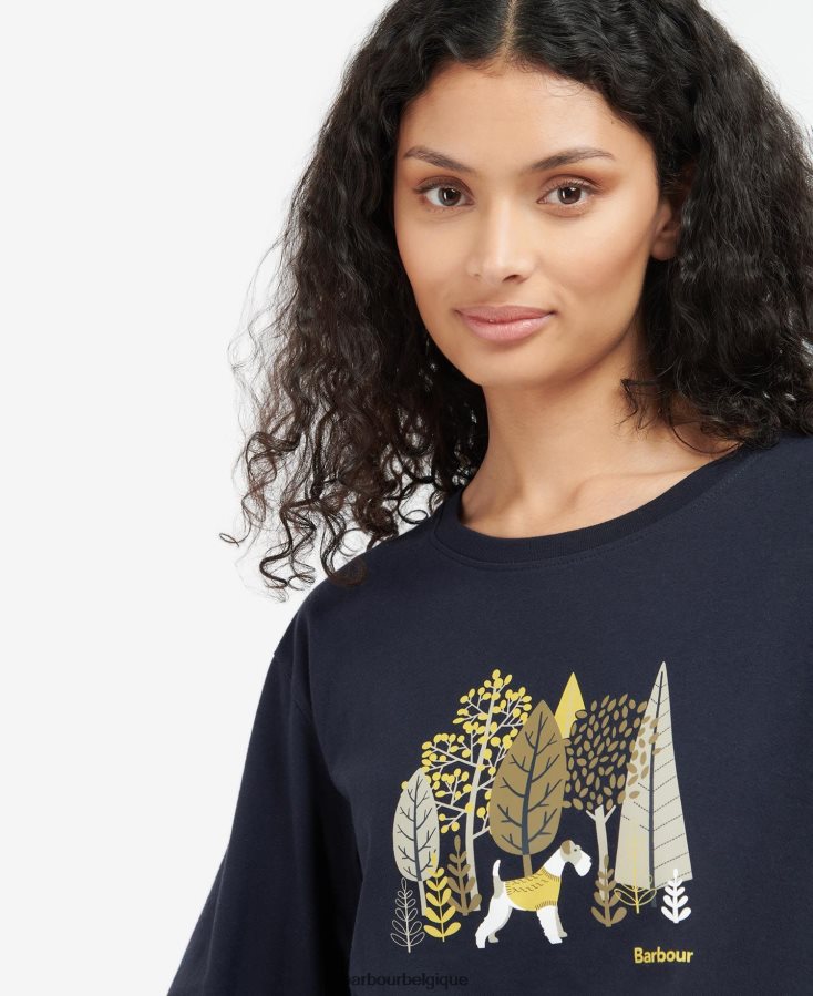 vêtements Barbour t-shirt brûlé marine femmes T2L6ZP1709