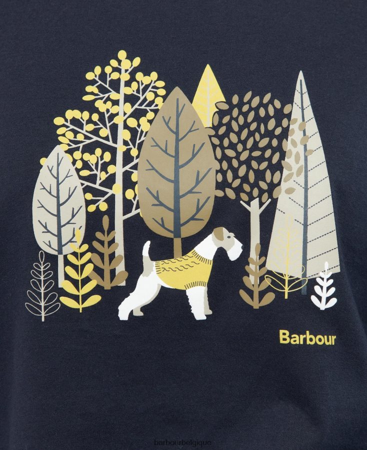 vêtements Barbour t-shirt brûlé marine femmes T2L6ZP1709