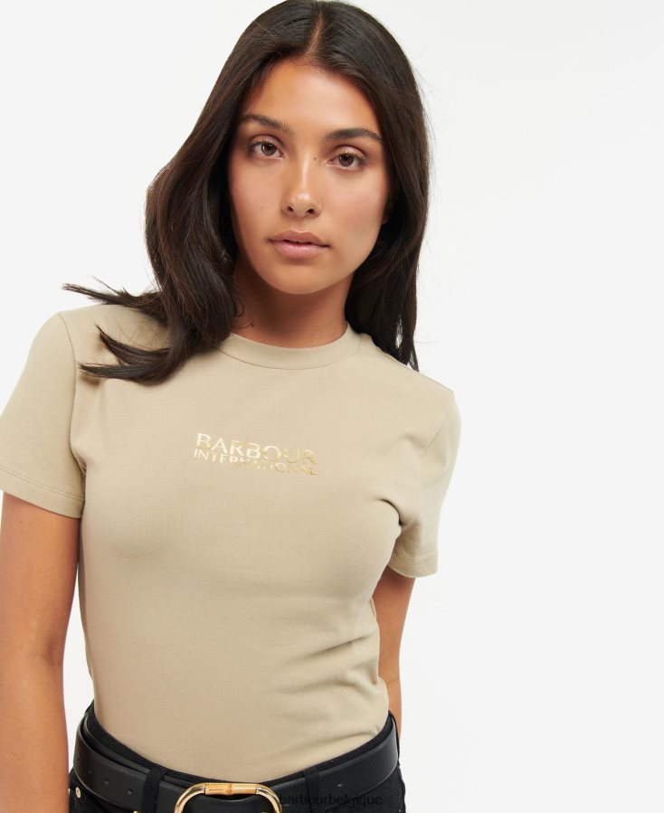 vêtements Barbour t-shirt court règne noir classique femmes T2L6ZP1691