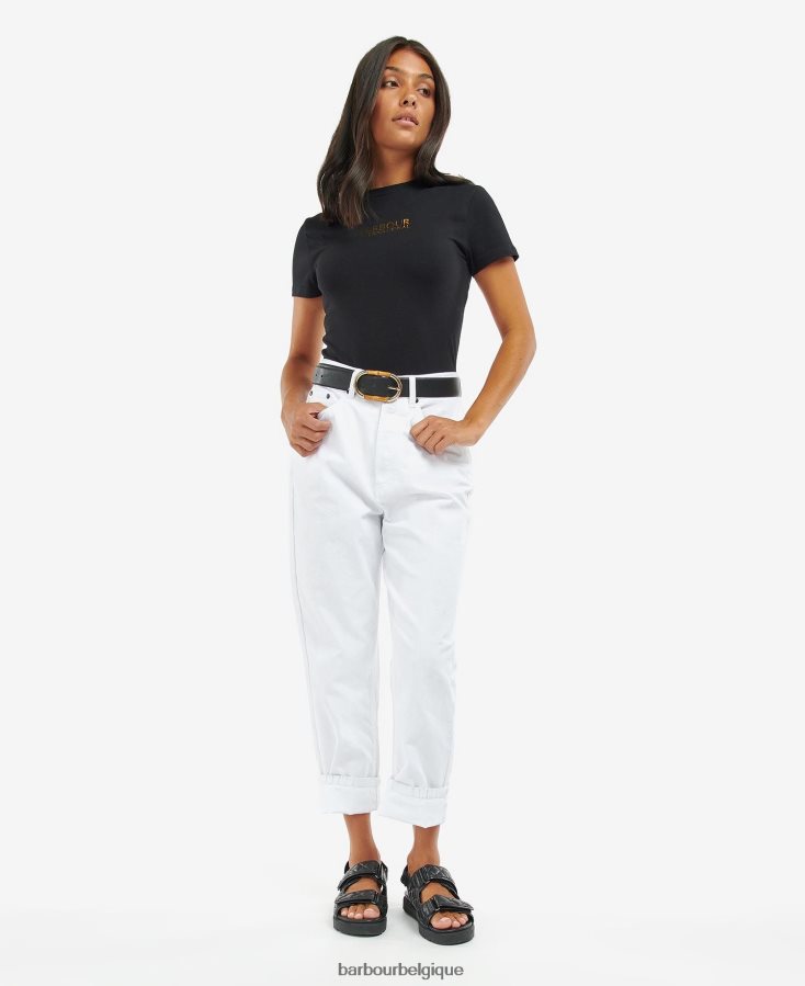 vêtements Barbour t-shirt court règne noir classique femmes T2L6ZP1704