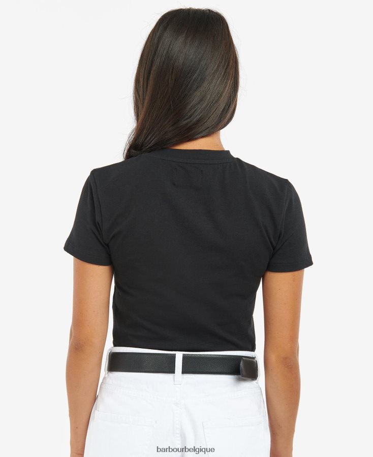 vêtements Barbour t-shirt court règne noir classique femmes T2L6ZP1704