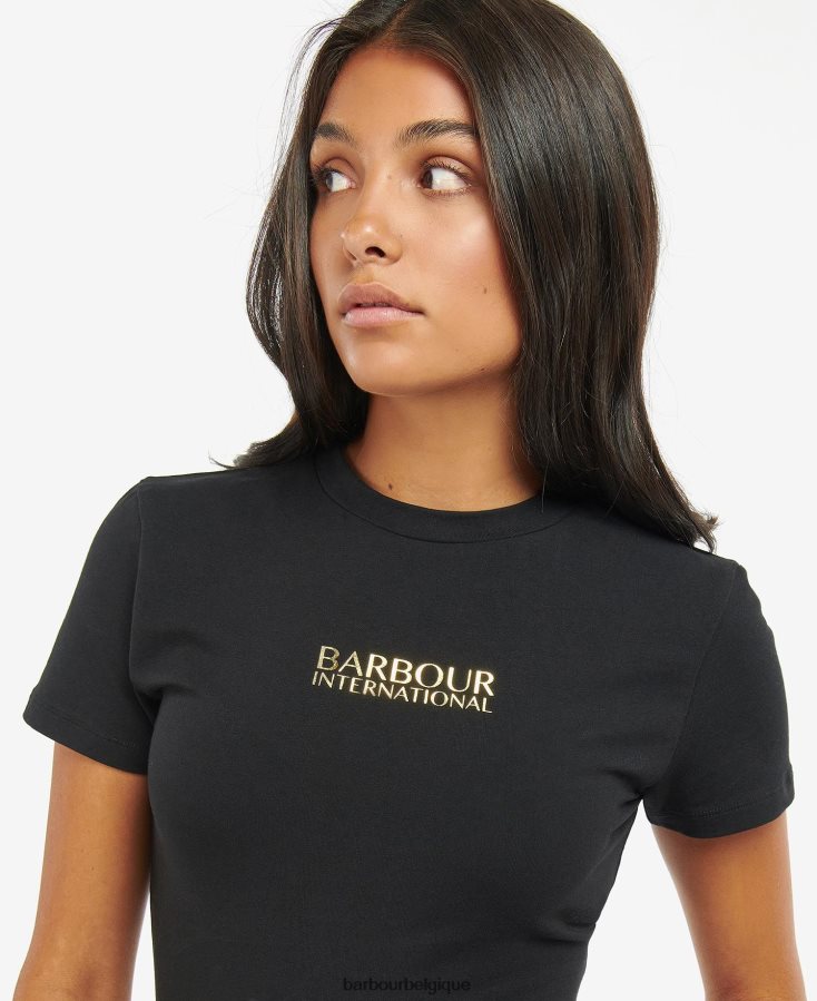 vêtements Barbour t-shirt court règne noir classique femmes T2L6ZP1704