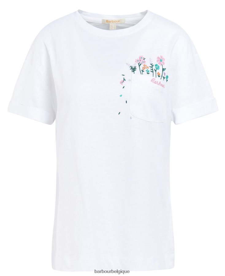 vêtements Barbour t-shirt à feuilles persistantes blanc classique femmes T2L6ZP1655