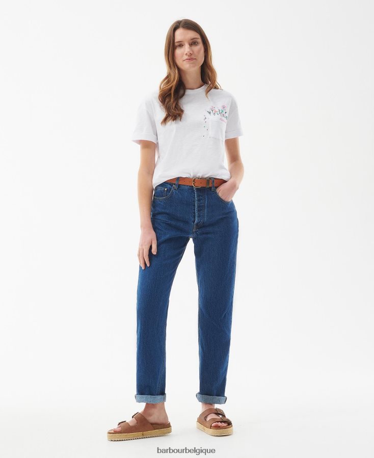 vêtements Barbour t-shirt à feuilles persistantes blanc classique femmes T2L6ZP1655