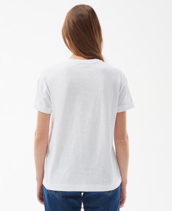 vêtements Barbour t-shirt à feuilles persistantes blanc classique femmes T2L6ZP1655