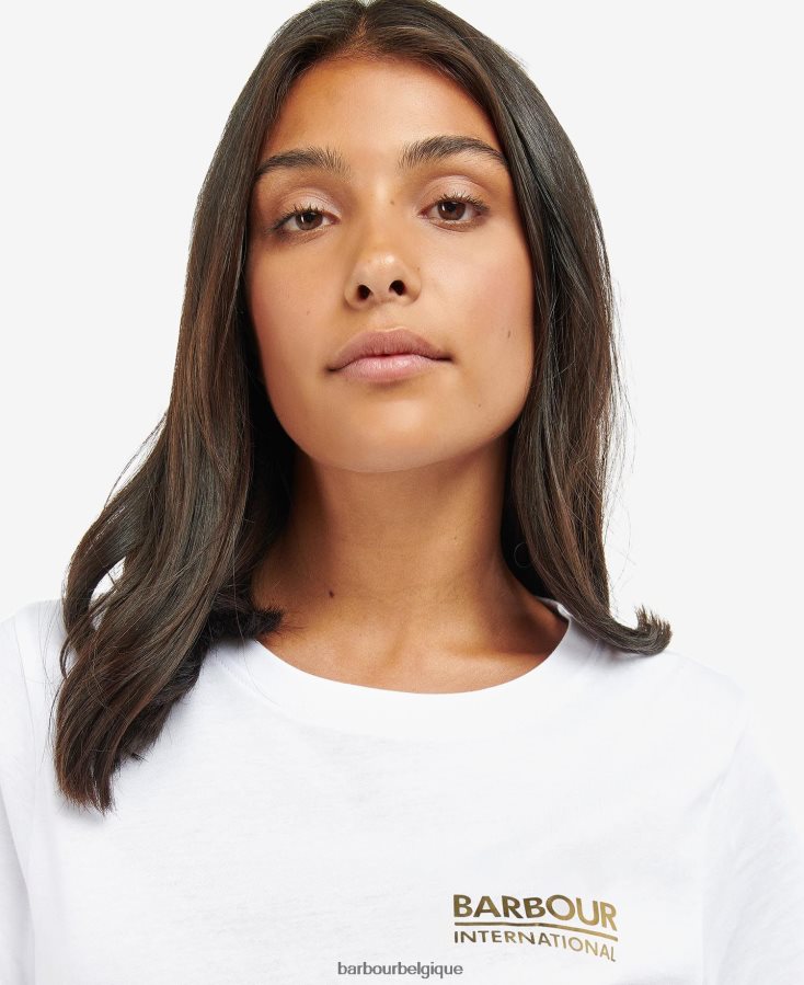 vêtements Barbour t-shirt kasuki blanc classique femmes T2L6ZP1748