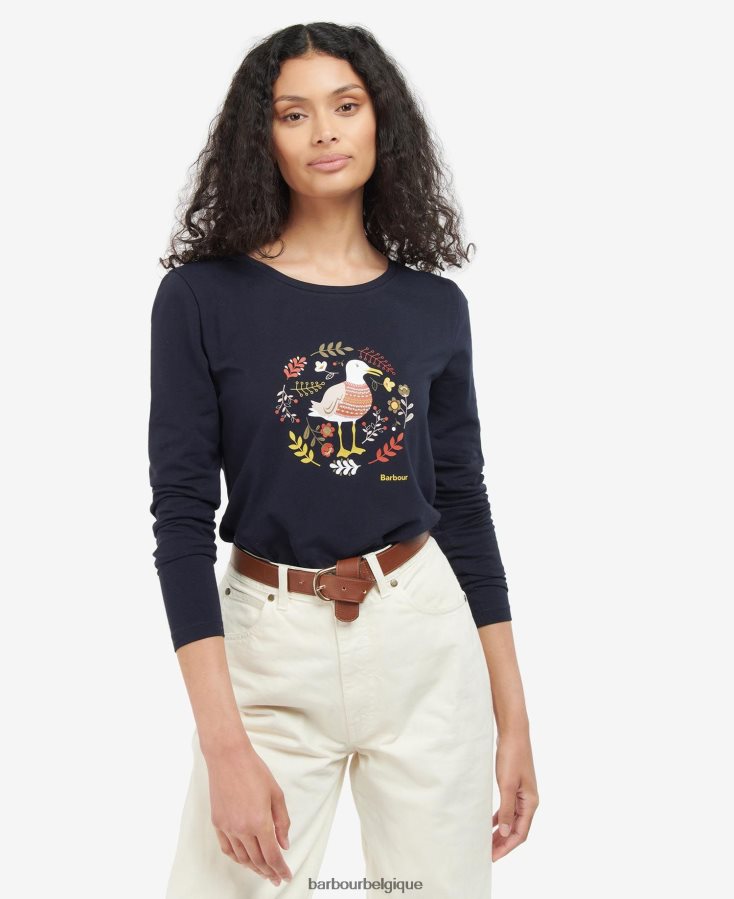 vêtements Barbour t-shirt langstone marine femmes T2L6ZP1727