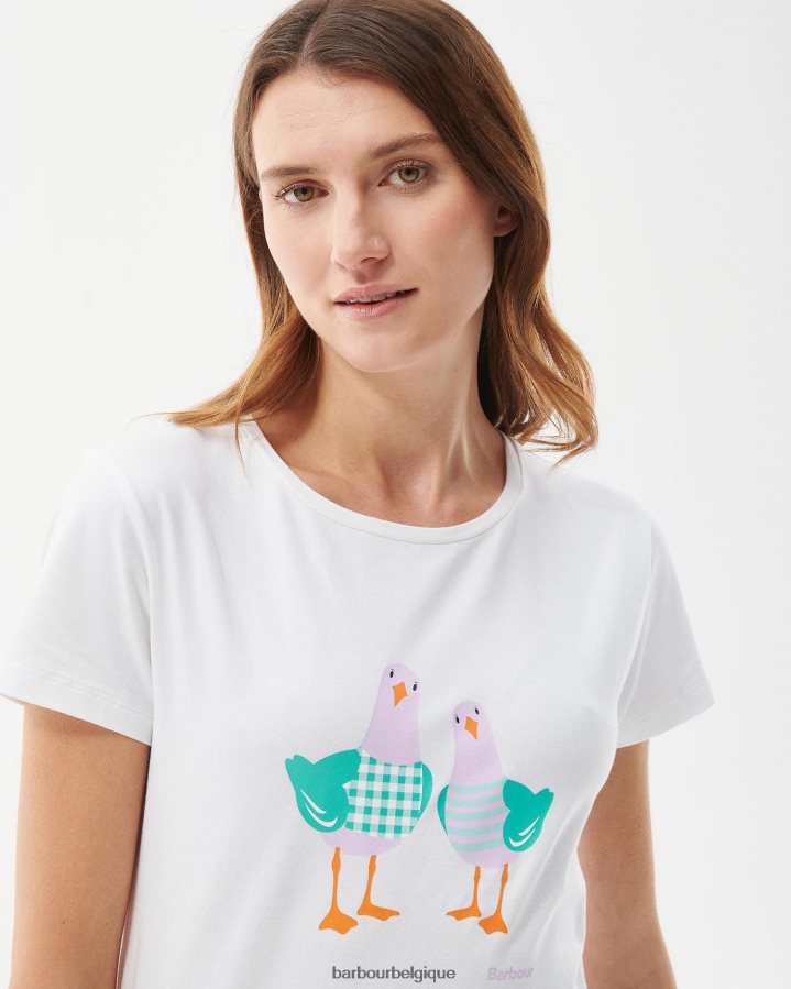 vêtements Barbour t-shirt melrose blanc classique femmes T2L6ZP1698
