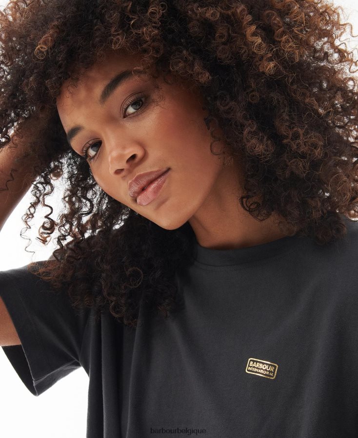 vêtements Barbour t-shirt âmes été noir femmes T2L6ZP1662