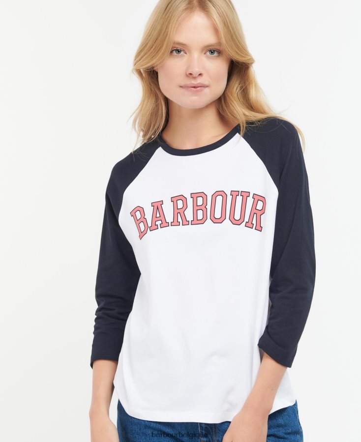 vêtements Barbour t-shirt northumberland poinçon blanc/rose femmes T2L6ZP1663